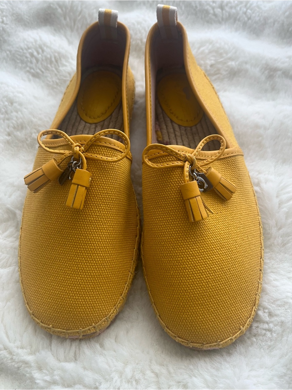 Coach Madison Canary Yellow Canvas Tassel Espadrille Flats - Women